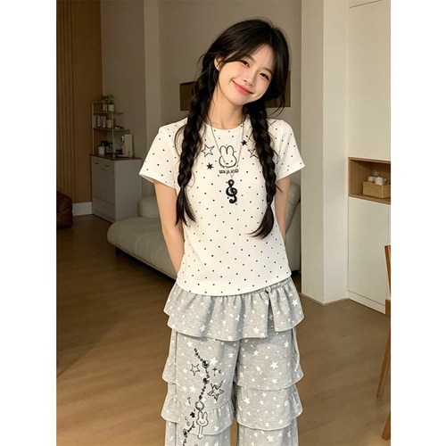 美式复古潮牌波点短袖T恤女夏季