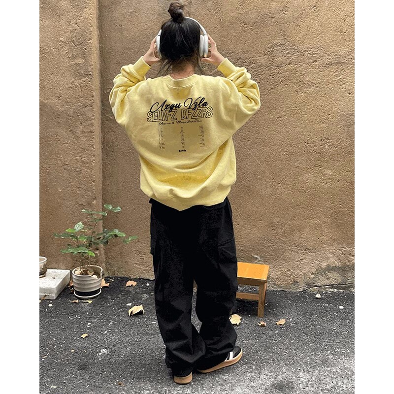 柠檬黄无帽卫衣女秋冬季加绒外套