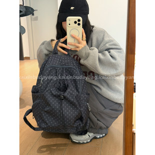 【开心不打烊】韩系波点多口袋双肩包轻便百搭通勤旅行背包