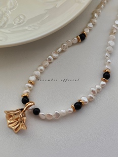 小众设计纯银天然淡水珍珠玛瑙项链气质优雅 裙摆 November 飞舞