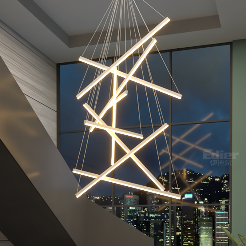 楼梯吊灯长现代简约复式楼loft公寓客厅主灯大厅餐厅别墅led灯具