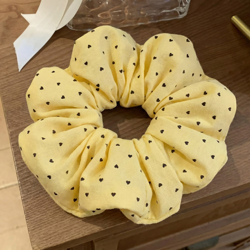 韩系黄色波点大肠发圈女高级感