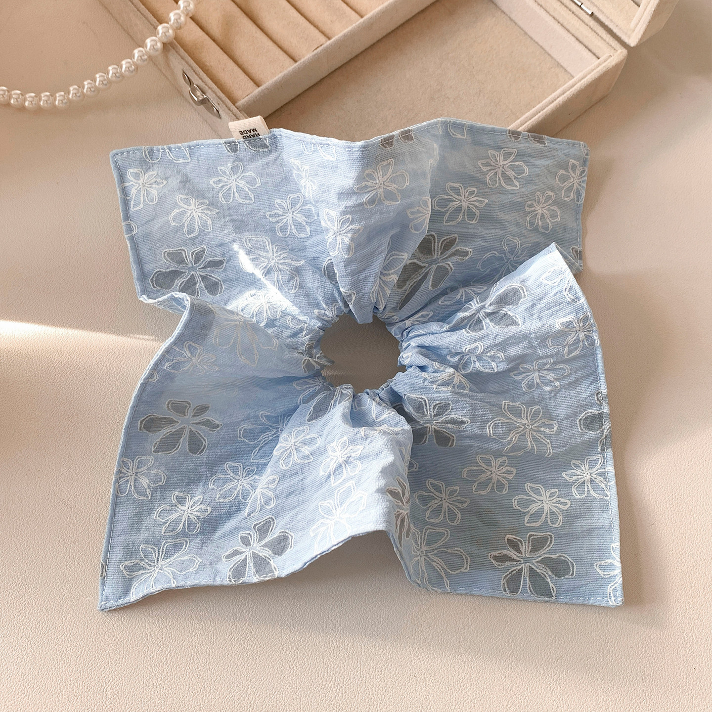 甜美风蓝色花朵方巾大肠发圈女高级感扎头发头绳氛围感方形发饰,饰品/流行首饰/时尚饰品新,发饰,淘宝优惠券,粉丝福利购,淘宝优惠卷