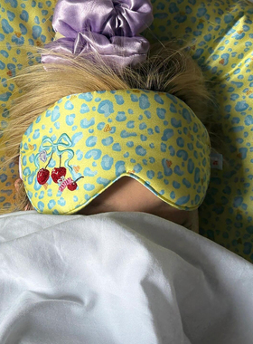 韩系黄色樱桃豹纹睡眠专用眼罩女遮光午休睡觉缓解疲劳学生新款