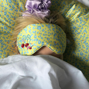 韩系黄色樱桃豹纹睡眠专用眼罩女遮光午休睡觉缓解疲劳学生新款