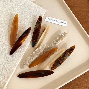 法式 琥珀色醋酸发夹女前额一字夹大号鸭嘴夹高级感发卡头饰发饰