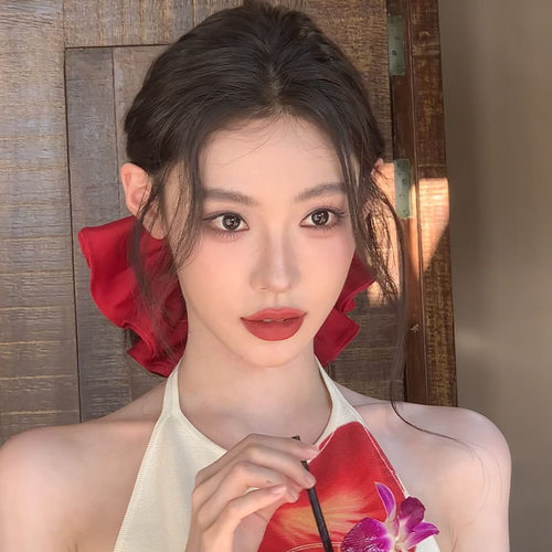 明媚的红～超大法式红色大肠发圈