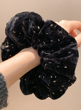 夜色鎏金~黑色丝绒大肠发圈女高级感温柔头绳发饰超大扎头发秋冬