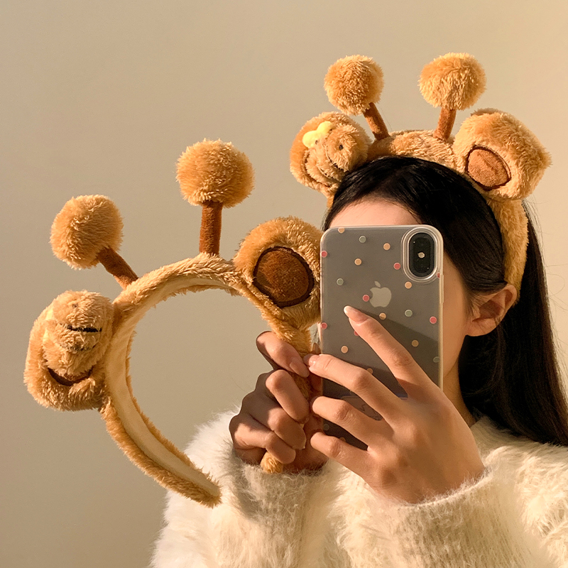 可爱小蜜蜂小熊耳朵毛绒发箍女款洗脸专用敷面膜发饰搞怪头箍秋冬