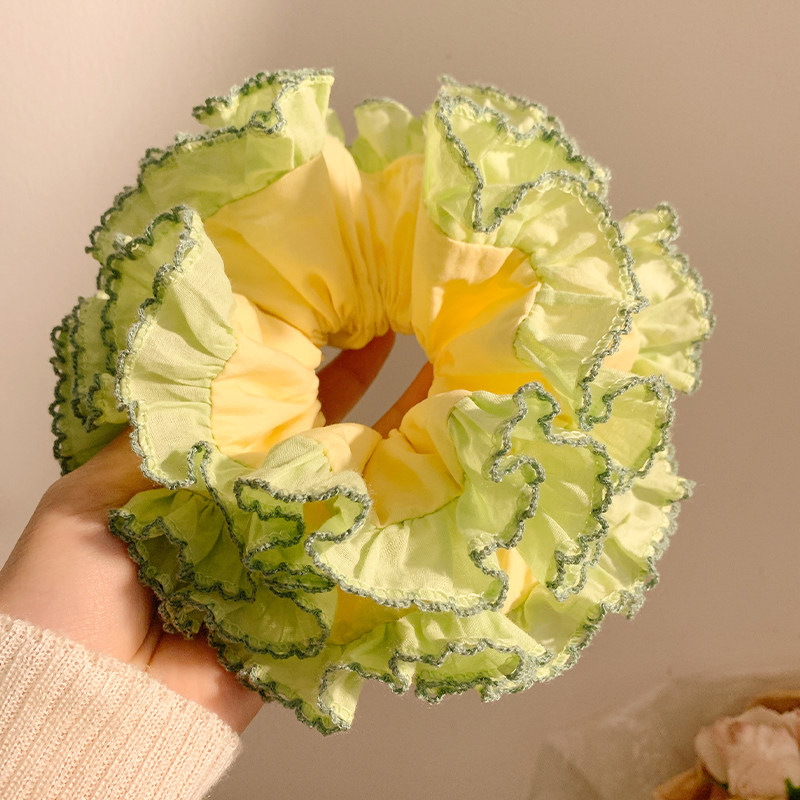 蜜瓜青提森系黄色大肠发圈女高级感重工头饰扎头发丸子头大号发绳