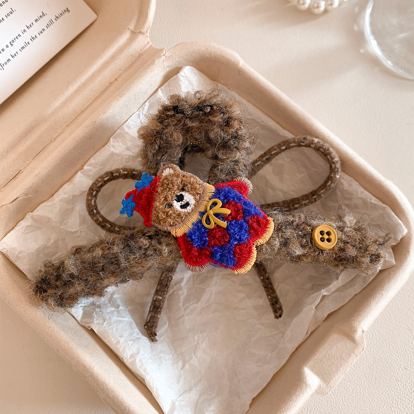 可爱圣诞小熊毛绒抓夹女高级感