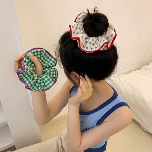 小清新~撞色碎花格子大肠发圈