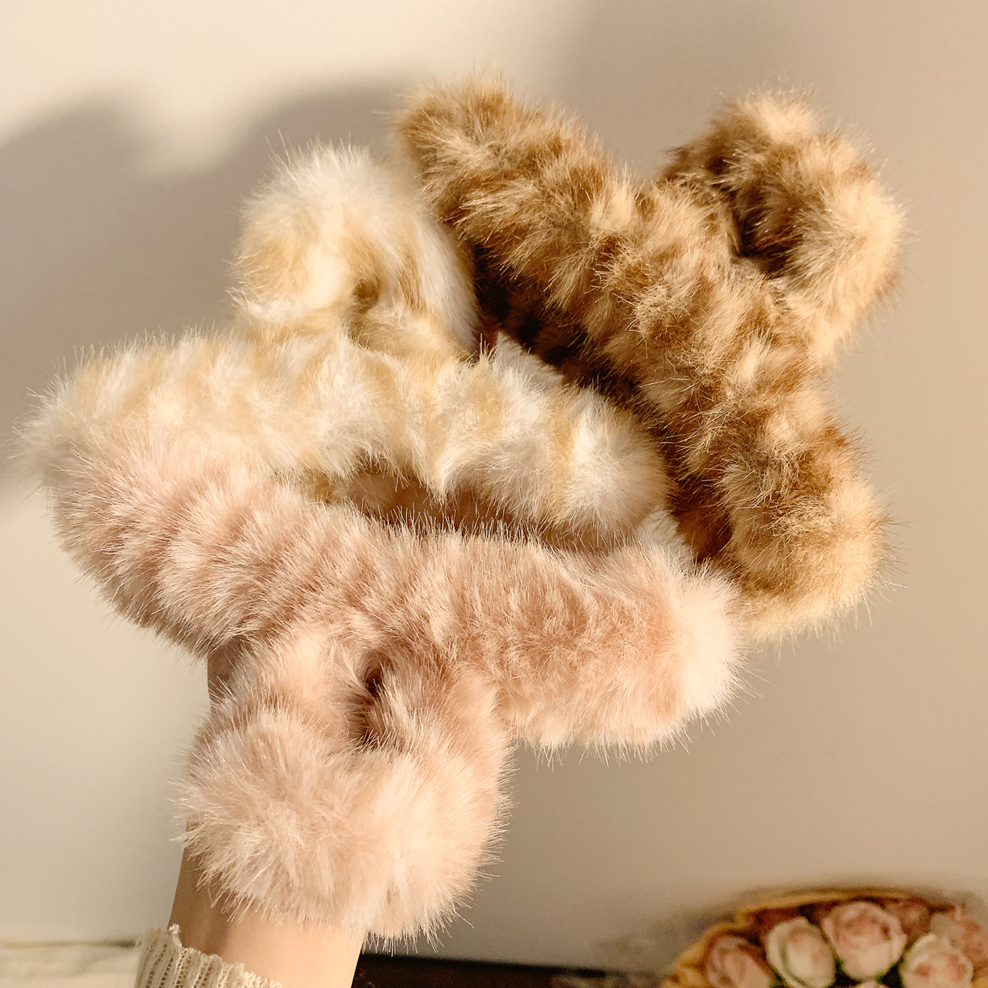 咖色豹纹条纹大号抓夹发量大