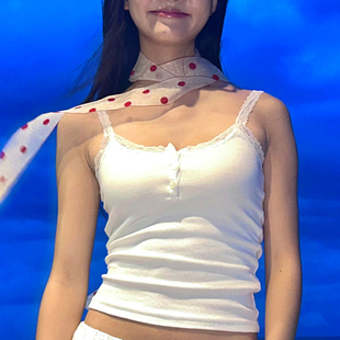 红色波点长条丝巾女颈饰蕾丝飘带百搭ins风发带编发领巾春夏新款