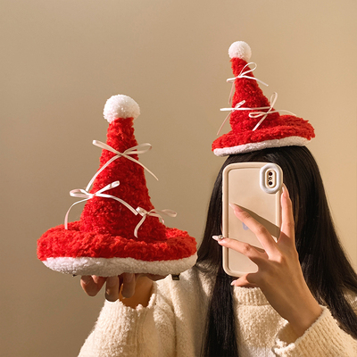 圣诞狂欢~红色蝴蝶结帽子发夹