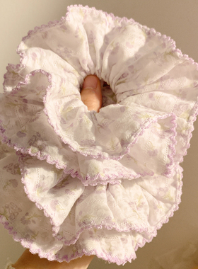 丁语聆~紫色碎花大肠发圈女高级感慵懒风森系头绳温柔超大号发饰