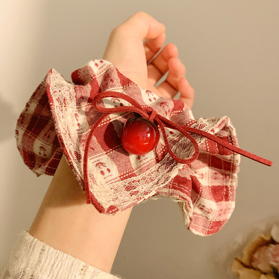 果酱少女~红色樱桃蝴蝶结发圈