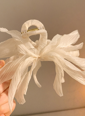 超仙网纱蝴蝶结丝带抓夹女夏高级感后脑勺鲨鱼夹大号发夹头饰发饰