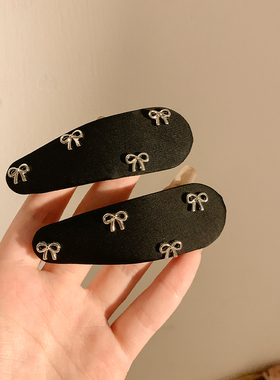 甜酷风~韩系黑色蝴蝶结发夹女前额刘海bb夹侧边气质发卡夹子头饰