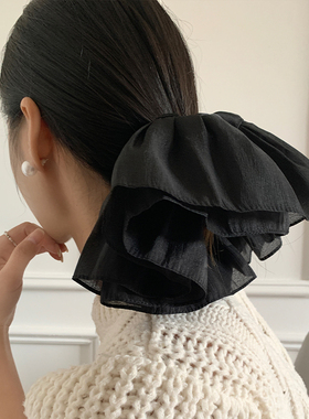 法式浪漫~黑色网纱大肠发圈女高级感扎头发复古超大头绳发饰发绳