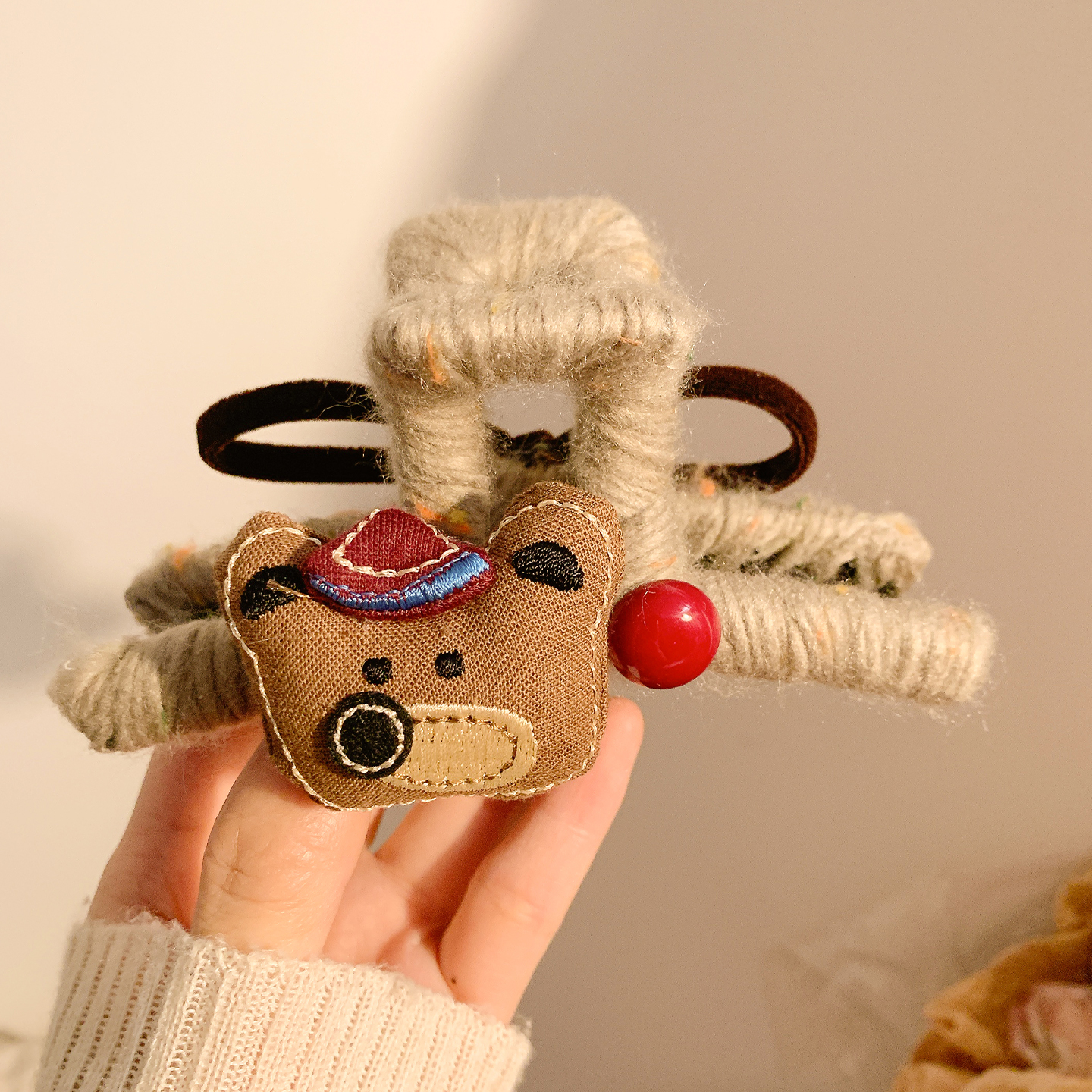 可爱小熊针织毛线布艺抓夹