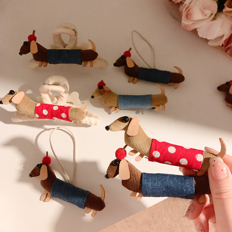 韩系可爱腊肠狗发夹女鸭嘴夹