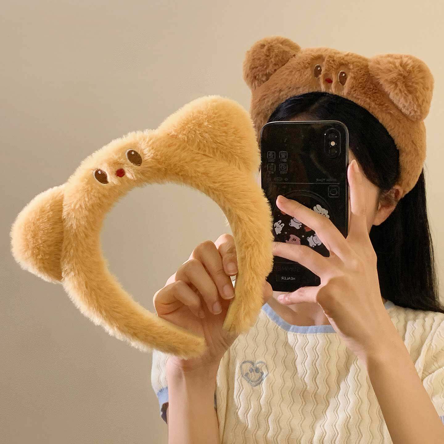 软萌可爱黄阳小熊毛绒发箍