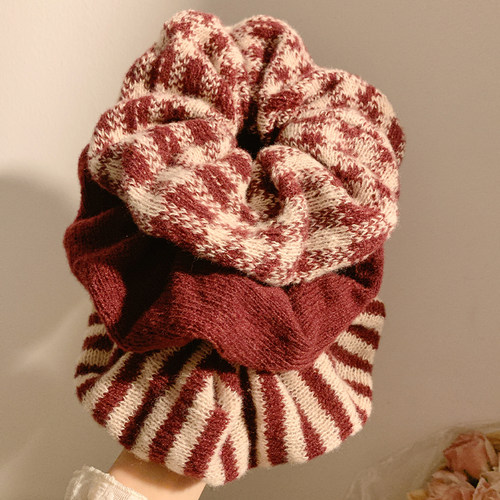 韩系安可拉红毛线大肠发圈