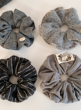 韩系百搭灰色大肠发圈女高级感慵懒风扎头发气质头绳丸子头发饰