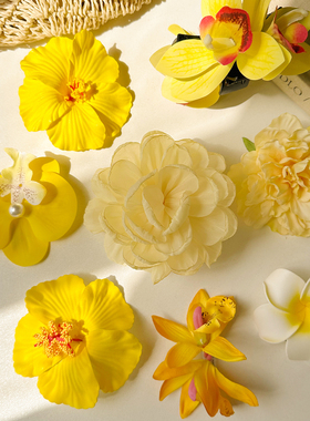 夏日灿阳~海边度假风黄色鸡蛋花朵发夹边夹侧边发卡夹子头饰拍照