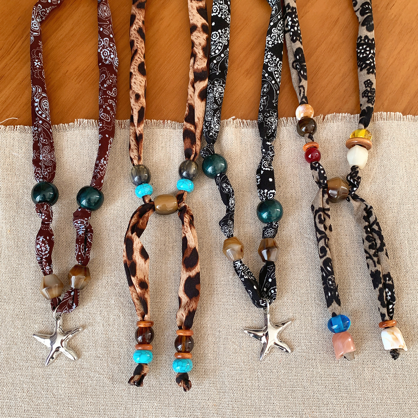 民族风腰果花星星串珠抽拉丝巾项链女高级感复古系脖毛衣链配饰,服饰配件/皮带/帽子/围巾,围巾/丝巾/披肩,淘宝优惠券,粉丝福利购,淘宝优惠卷