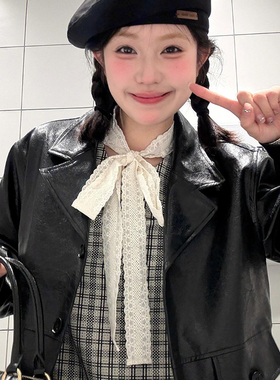 韩系白色蕾丝长条系脖丝巾腰带女高级感气质百搭飘带领巾发带颈饰