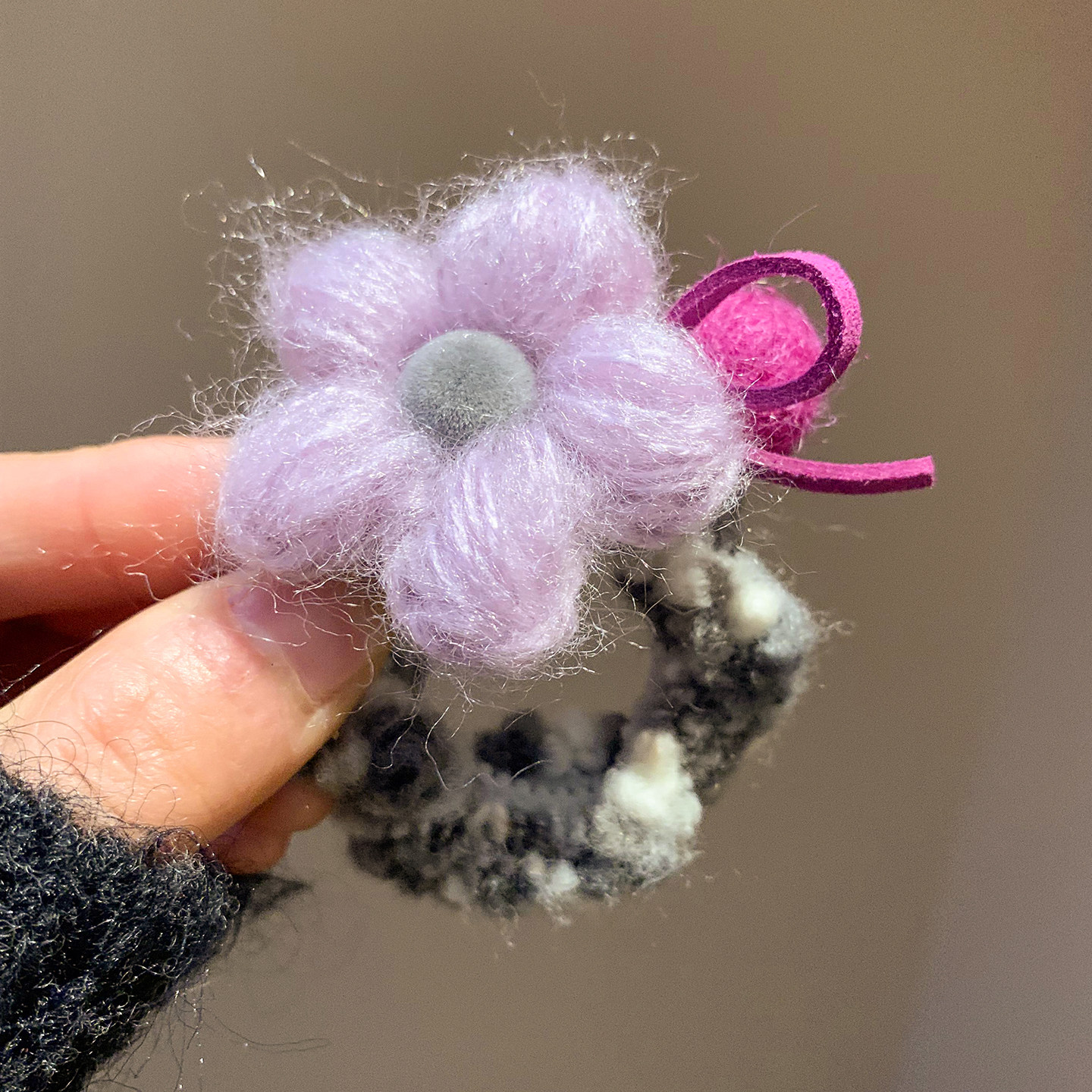 紫色毛线花朵针织小肠发圈女高级感温柔秋冬头饰发绳扎头发低马尾,饰品/流行首饰/时尚饰品新,发饰,淘宝优惠券,粉丝福利购,淘宝优惠卷