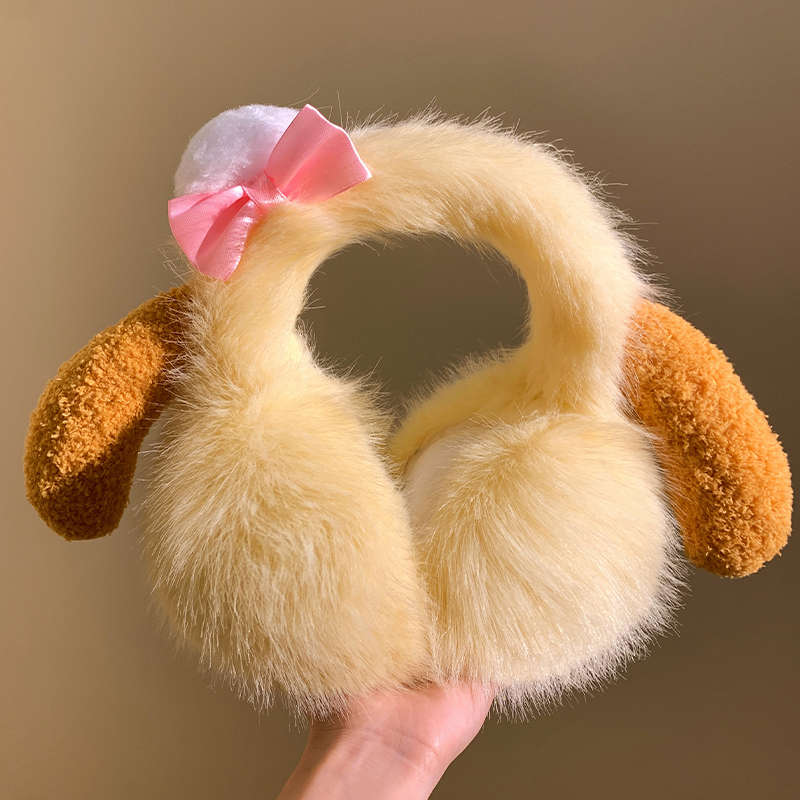 可爱饼饼耳朵毛绒耳罩女卡通保暖防寒护耳儿童骑行耳套2024年秋冬