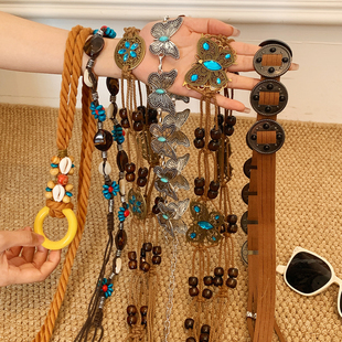 民族风编织蝴蝶腰带腰链女小众设计复古配裙子腰带波西米亚风腰绳