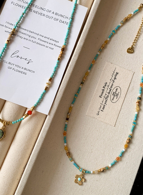 绿松石串珠项链女款高级感锁骨链