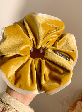 秋冬复古黄色丝绒大肠发圈女高级感气质头饰发绳扎头发超大丸子头