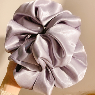 韩系高级感缎面紫色大肠发圈女扎头发丸子头慵懒风超大头绳发饰