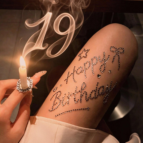 HappyBirthday水钻贴纸立体感