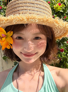 氛围感黄色花朵发夹女度假风海边拍照边夹侧边刘海夹子发卡头饰