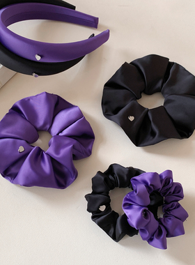 紫色缎面大肠发圈女高级感扎头发慵懒风发饰头绳丸子头百搭气质