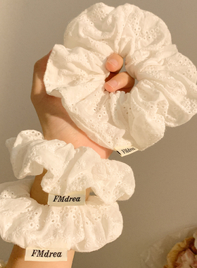 纯白花嫁~白色镂空蕾丝大肠发圈女高级感韩系复古头绳发绳发饰夏