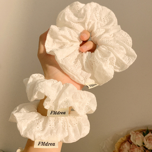 纯白花嫁 白色镂空蕾丝大肠发圈女高级感韩系复古头绳发绳发饰夏