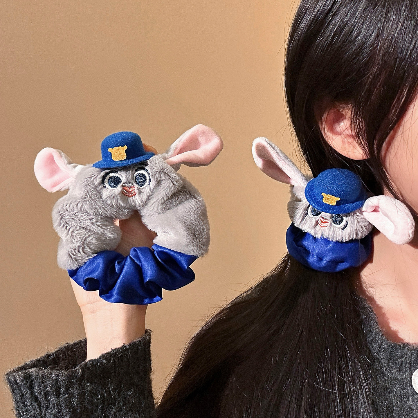 卡通可爱朱迪兔子毛绒大肠发圈