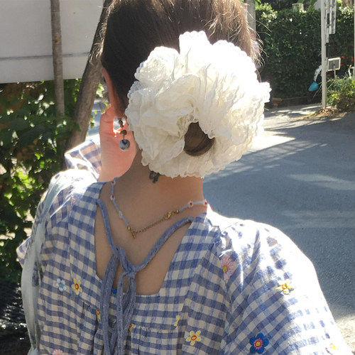 芭蕾风白色蕾丝大肠发圈女高级感