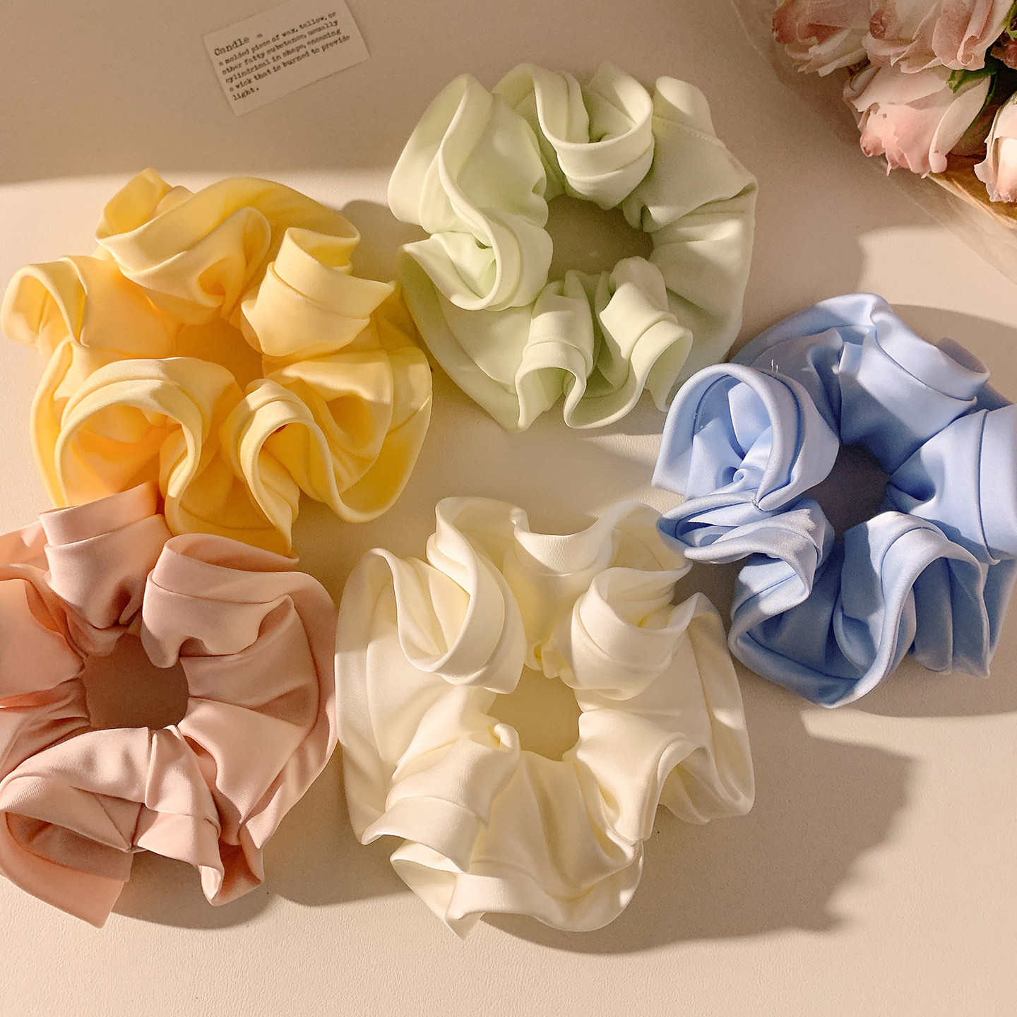 高级感米白色缎面大肠发圈女气质扎头发低马尾法式头绳百搭发饰,饰品/流行首饰/时尚饰品新,发饰,淘宝优惠券,粉丝福利购,淘宝优惠卷