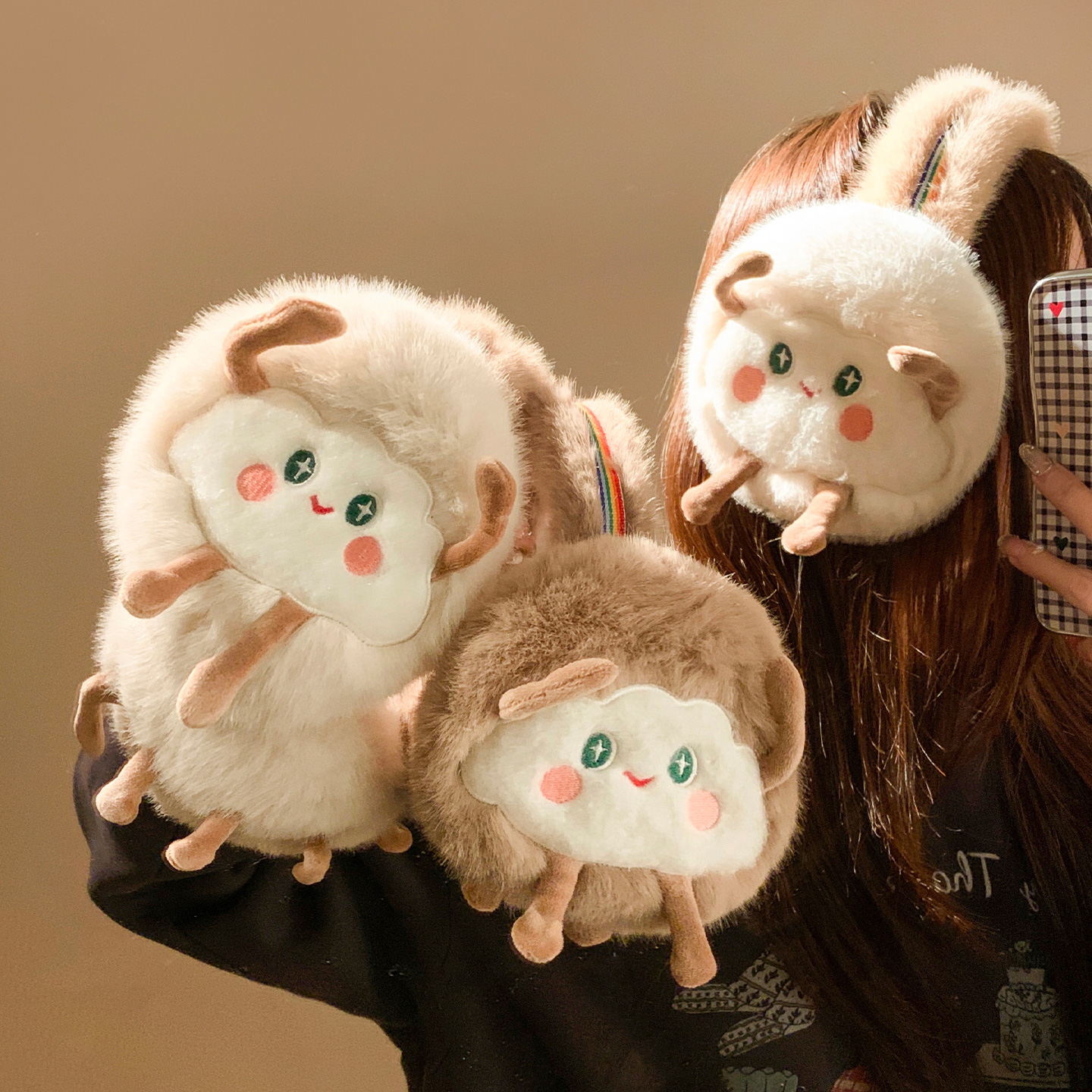 可爱小绵羊毛绒保暖耳罩