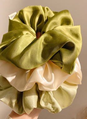 森森不息~绿色缎面大肠发圈女高级感慵懒风头饰扎头发超大号发绳