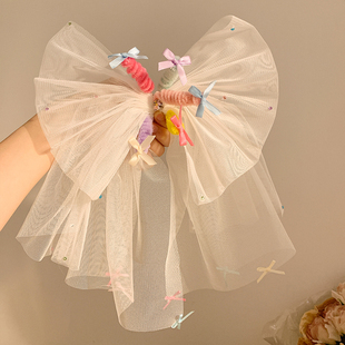 生日快乐 扭扭棒网纱大号蝴蝶结发夹女弹簧夹高级感公主头饰发饰