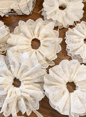 法式气质白色蕾丝大肠发圈女高级感复古小众发饰头绳扎马尾韩系